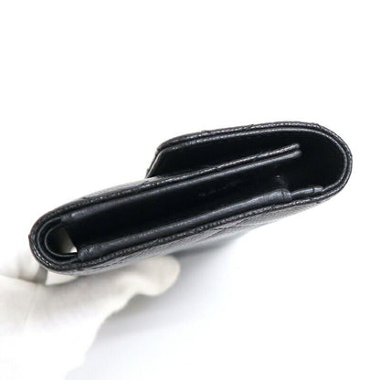 Chanel Trifold Wallet Quilted Black Silver Caviar Leather