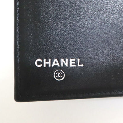 Chanel Trifold Wallet Quilted Black Silver Caviar Leather