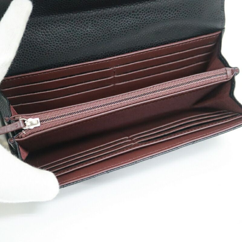 Chanel Quilted Classic Long Flap Wallet Caviar Leather Black