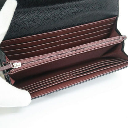 Chanel Quilted Classic Long Flap Wallet Caviar Leather Black