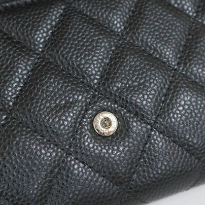 Chanel Quilted Classic Long Flap Wallet Caviar Leather Black