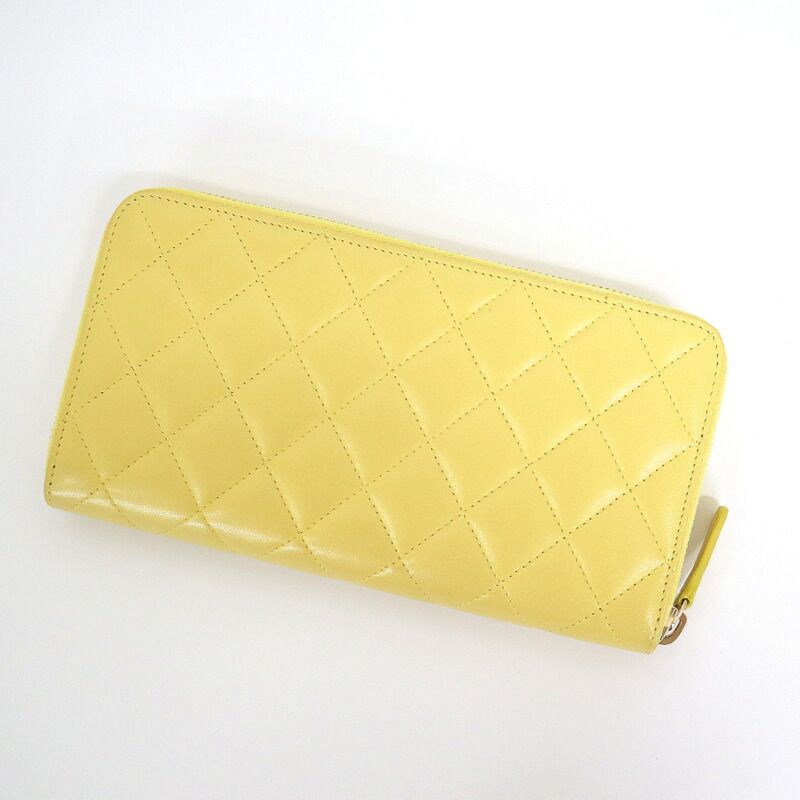 Chanel Zip Around Wallet Yellow Lambskin Digits