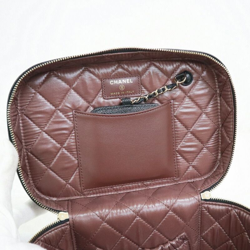 Chanel Timeless Classic Vanity Bag Caviar Leather Black Gold Champagne