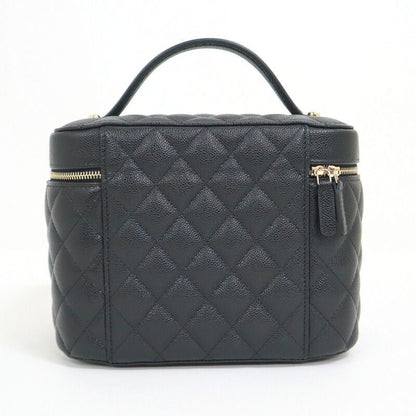 Chanel Timeless Classic Vanity Bag Caviar Leather Black Gold Champagne