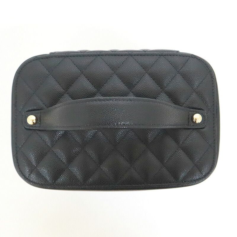 Chanel Timeless Classic Vanity Bag Caviar Leather Black Gold Champagne