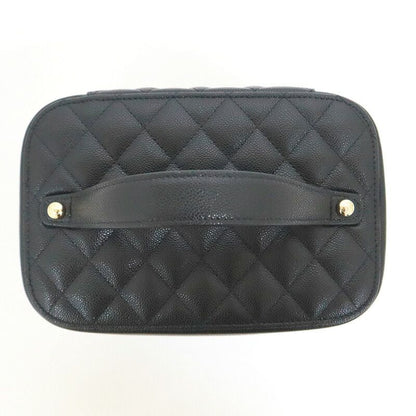 Chanel Timeless Classic Vanity Bag Caviar Leather Black Gold Champagne