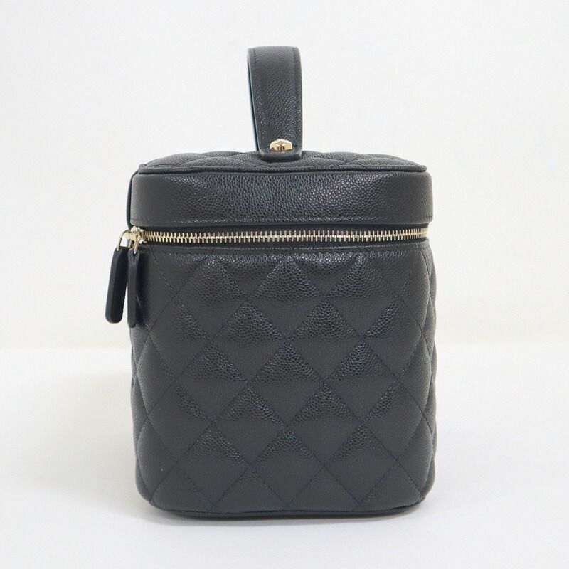 Chanel Timeless Classic Vanity Bag Caviar Leather Black Gold Champagne