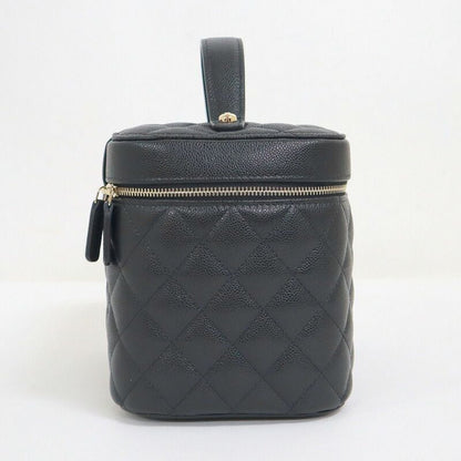 Chanel Timeless Classic Vanity Bag Caviar Leather Black Gold Champagne