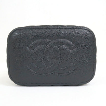 Chanel Timeless Classic Vanity Bag Caviar Leather Black Gold Champagne
