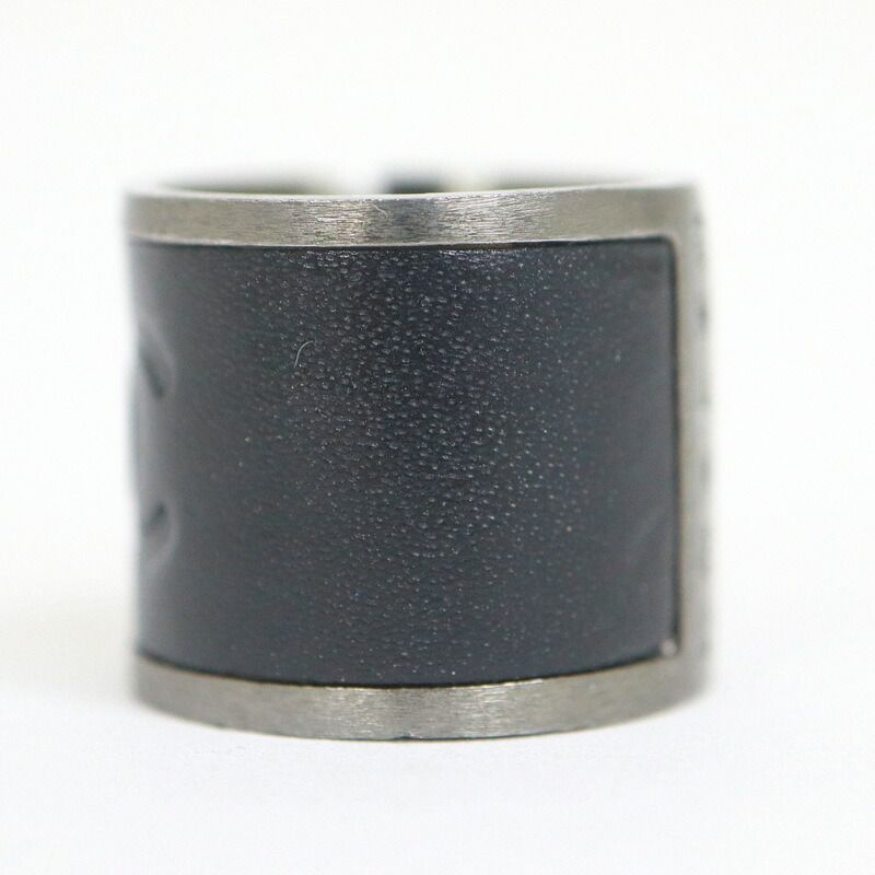 Chanel Ring Black Metal Leather