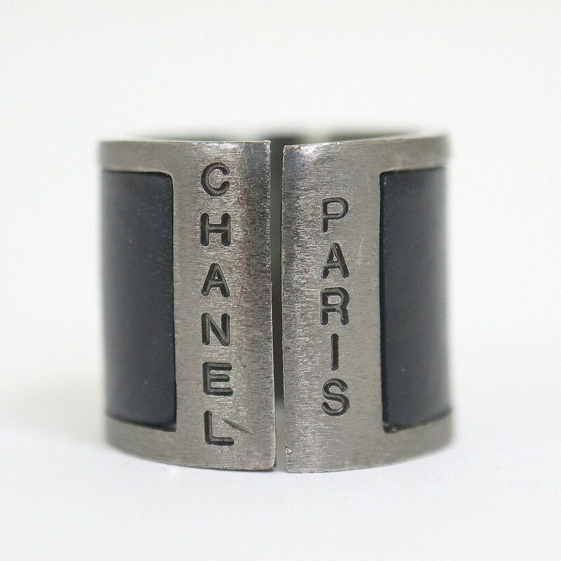 Chanel Ring Black Metal Leather