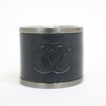 Chanel Ring Black Metal Leather