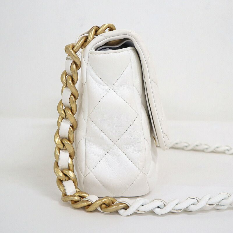 Chanel Quilted 21 Chain Shoulder Bag Small Flap White Lambskin X