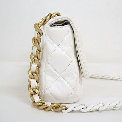 Chanel Quilted 21 Chain Shoulder Bag Small Flap White Lambskin X