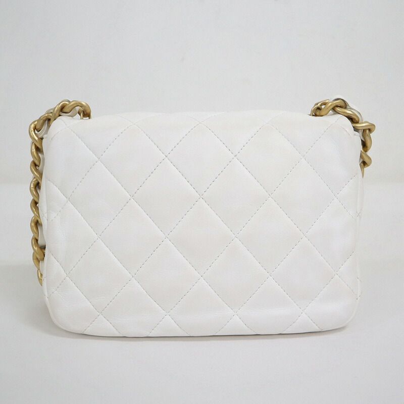 Chanel Quilted 21 Chain Shoulder Bag Small Flap White Lambskin X