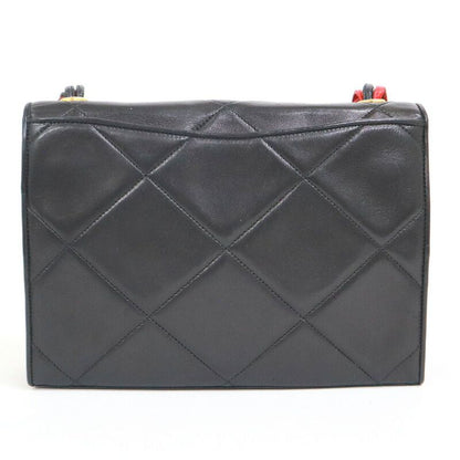 Chanel Quilted Shoulder Bag Lambskin Bicolor Black Red
