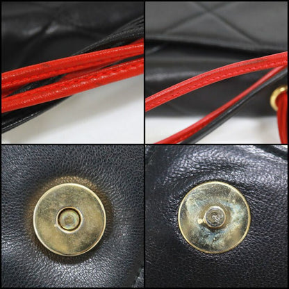 Chanel Quilted Shoulder Bag Lambskin Bicolor Black Red