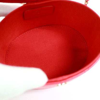 Chanel Vanity Bag Bicolor Leather Red Gold :red