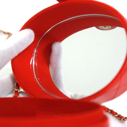 Chanel Vanity Bag Bicolor Leather Red Gold :red