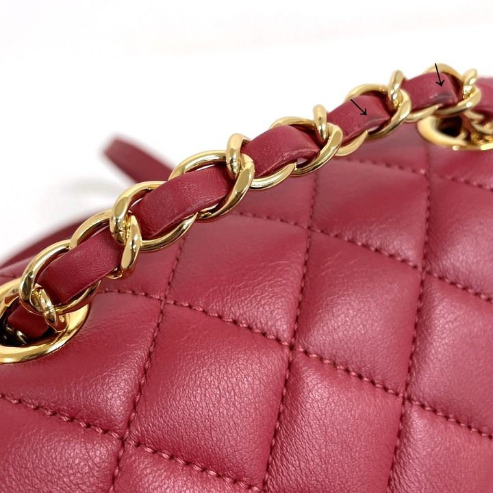 Chanel Chain Backpack Quilted Lambskin Red Gold :red