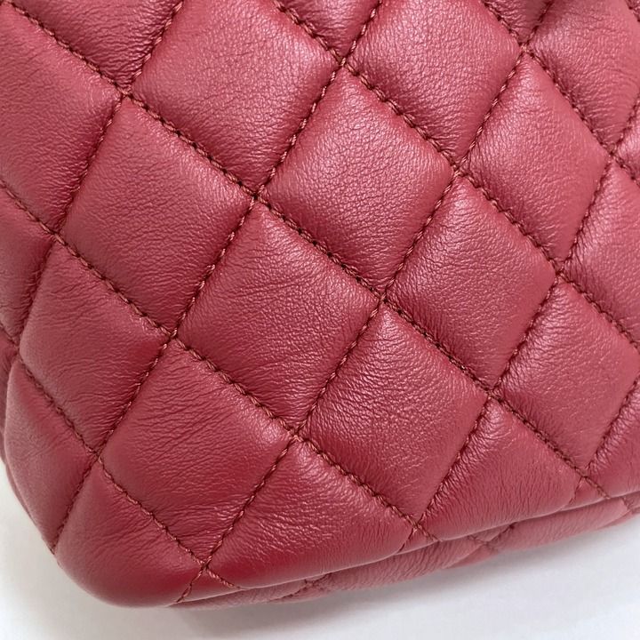 Chanel Chain Backpack Quilted Lambskin Red Gold :red