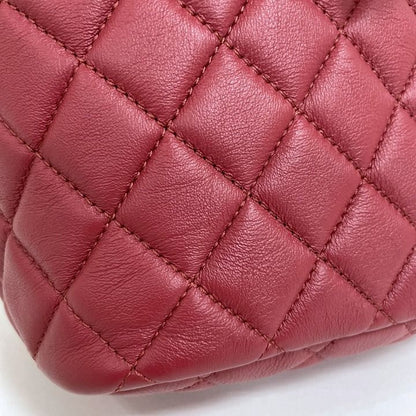 Chanel Chain Backpack Quilted Lambskin Red Gold :red