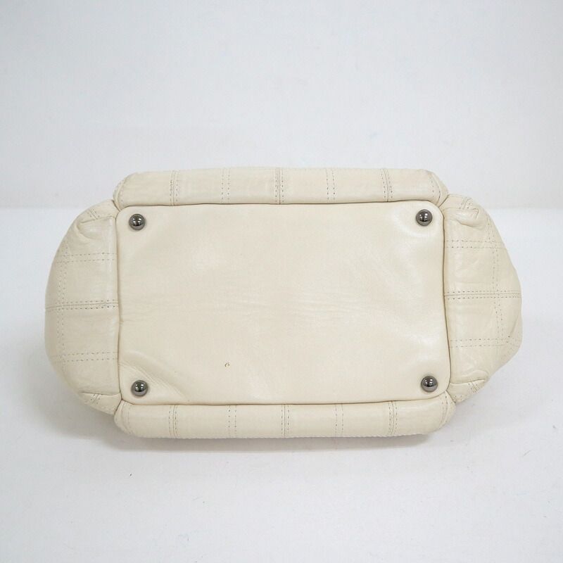 Chanel Choco Bar Logo Chain Shoulder Bag Leather White Silver