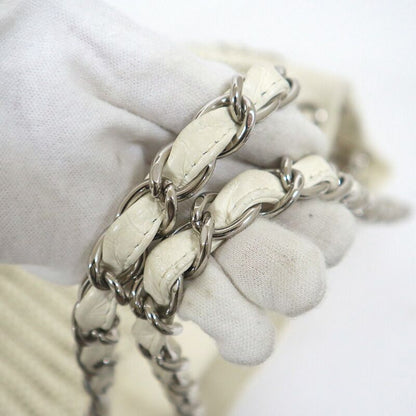 Chanel Chain Tote Leather White Silver