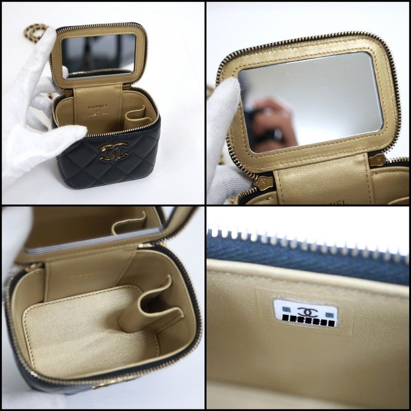 Chanel Vanity Chain Shoulder Bag Lambskin Black Gold