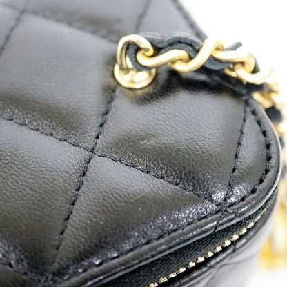 Chanel Vanity Chain Shoulder Bag Lambskin Black Gold