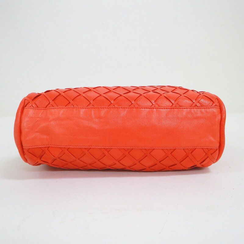 Chanel Handbag CC Logo Leather Orange Silver :orange