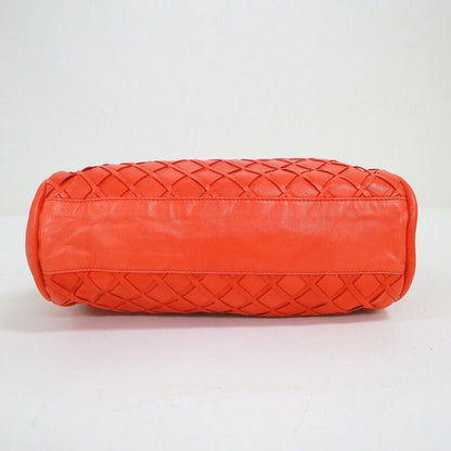 Chanel Handbag CC Logo Leather Orange Silver :orange