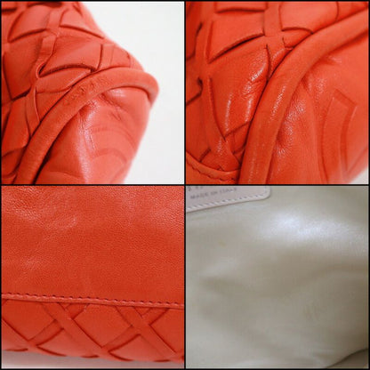Chanel Handbag CC Logo Leather Orange Silver :orange