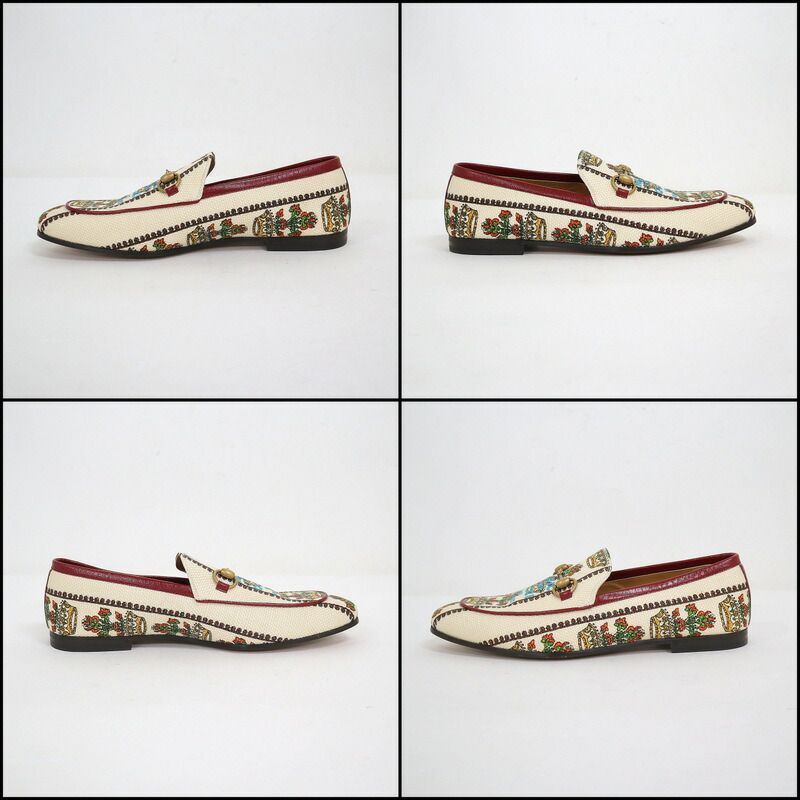 Gucci Anniversary Horsebit Accent Jaguar Drofa 8.5 Ivory Print Ivory- Print