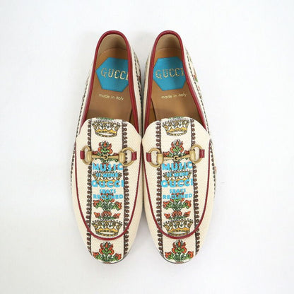 Gucci Anniversary Horsebit Accent Jaguar Drofa 8.5 Ivory Print Ivory- Print