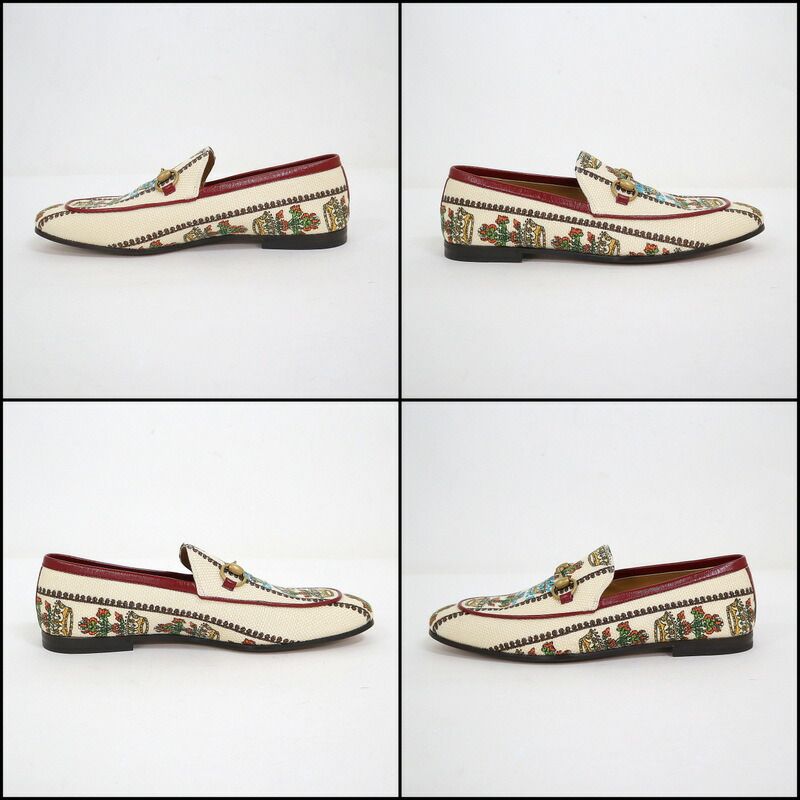 Gucci Anniversary Horsebit Accent Jaguar Drofa 8 Ivory Print Ivory- Print