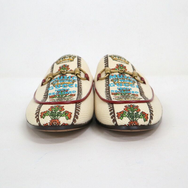 Gucci Anniversary Horsebit Accent Jaguar Drofa 8 Ivory Print Ivory- Print