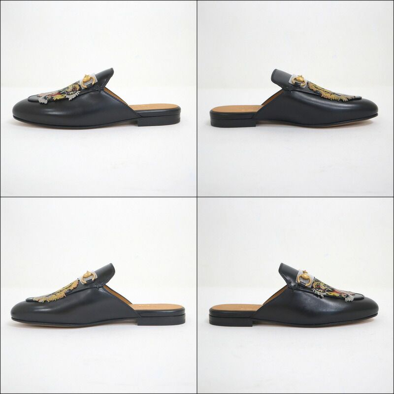 Gucci Prince Town Leather Slippers Taiga Black 35