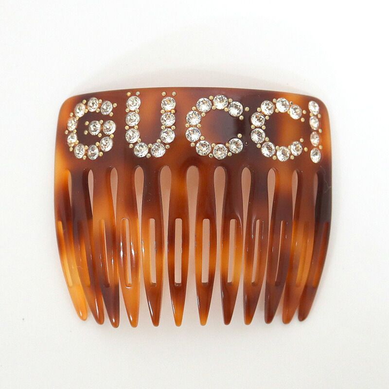 Gucci Hair Comb Brown Rhinestone Plastic