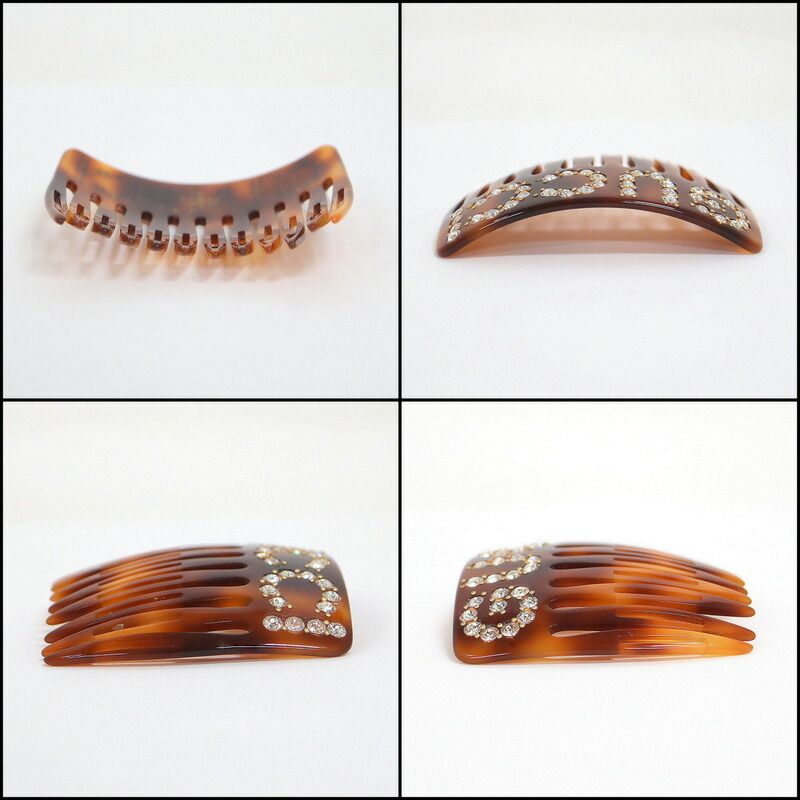 Gucci Hair Comb Brown Rhinestone Plastic