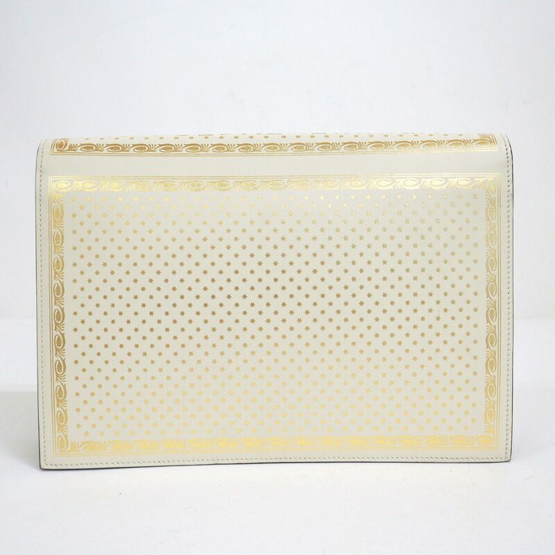 Gucci Clutch Logo Star Leather Silver White Gold