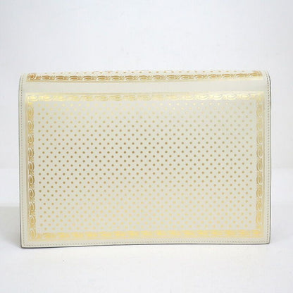 Gucci Clutch Logo Star Leather Silver White Gold
