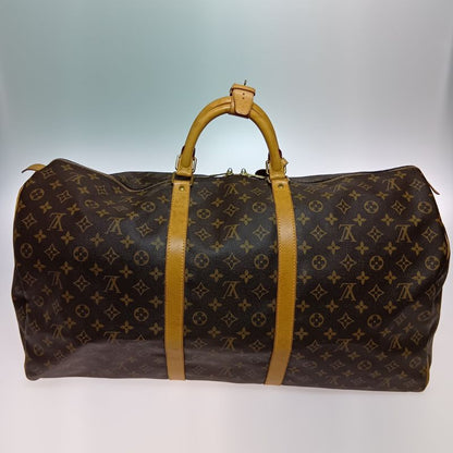 Louis Vuitton Monogram Keepall 60 Boston Bag Brown