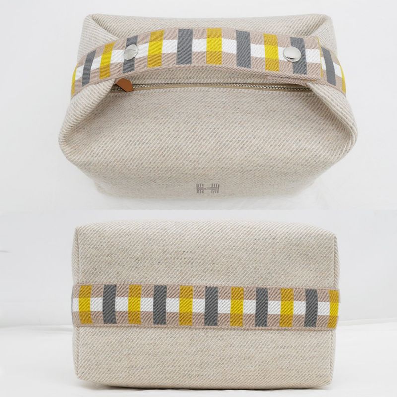 Hermes Brid-a-brac GM Eau Carre Handbag Pouch Segle Beige