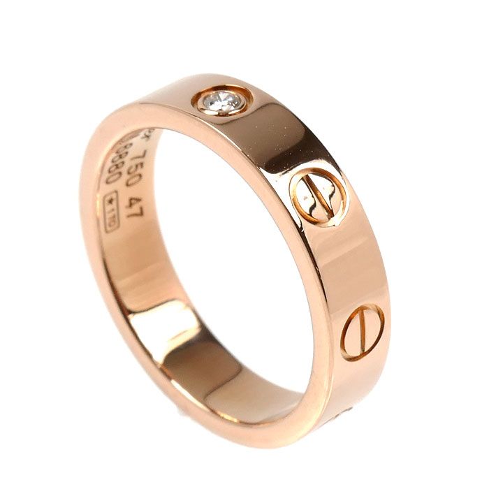 Cartier 18K Pink Gold Mini Love Diamond Ring 47