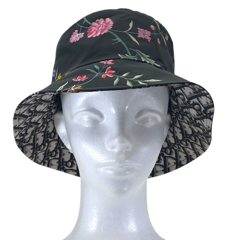 Dior Teddy-d Oblique Trotter Bucket Hat Reversible Black Gray Multicolor