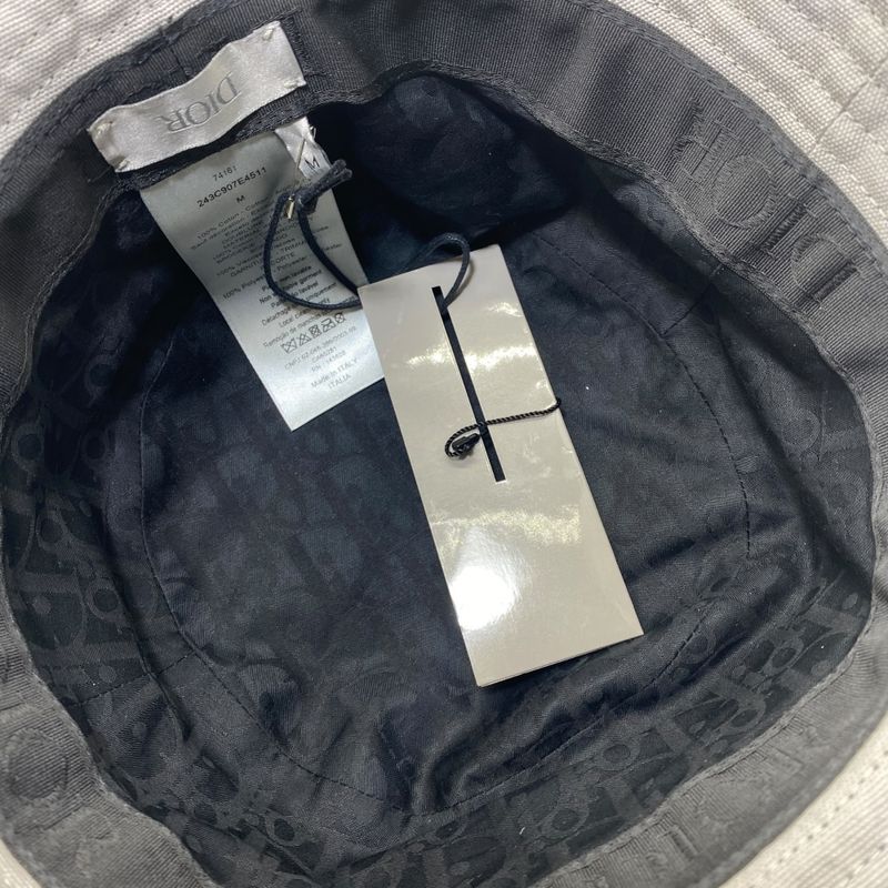 Dior Bucket Hat Bob Hat Logo Black Cotton