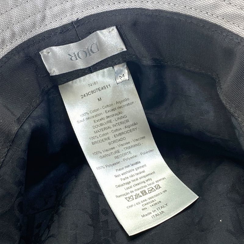 Dior Bucket Hat Bob Hat Logo Black Cotton