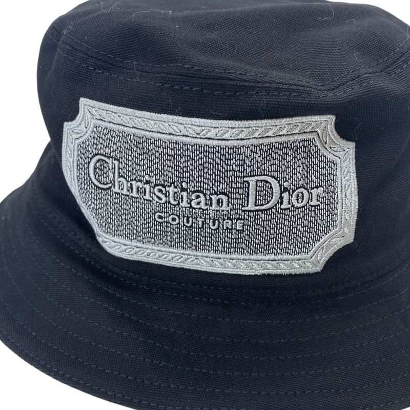 Dior Bucket Hat Bob Hat Logo Black Cotton