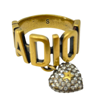 Dior J'adior Ring Heart Crystal Logo Gold Plated